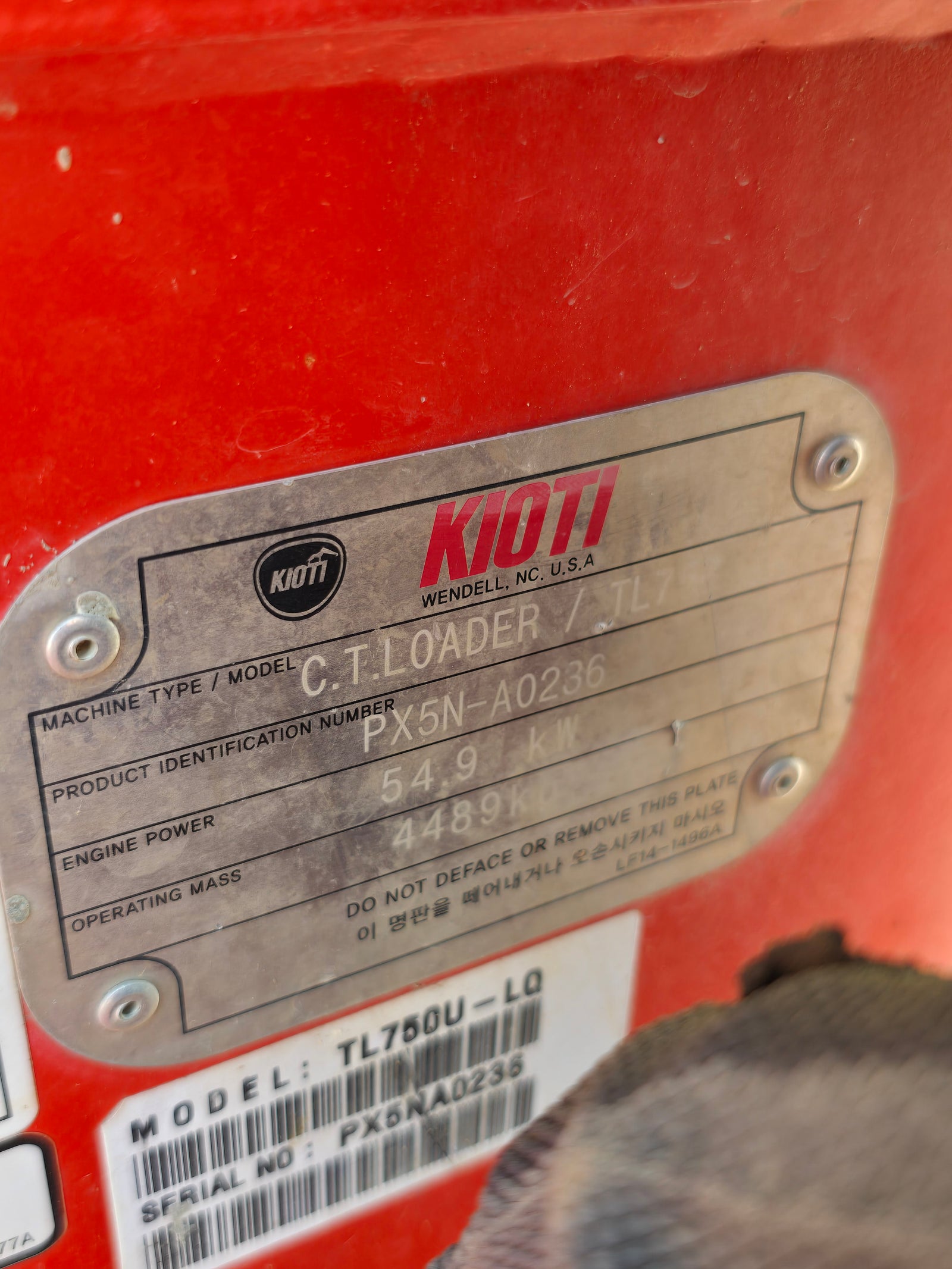 USED 2023 KIOTI TL750 TRACKLOADER - LOW HOURS - #4162541