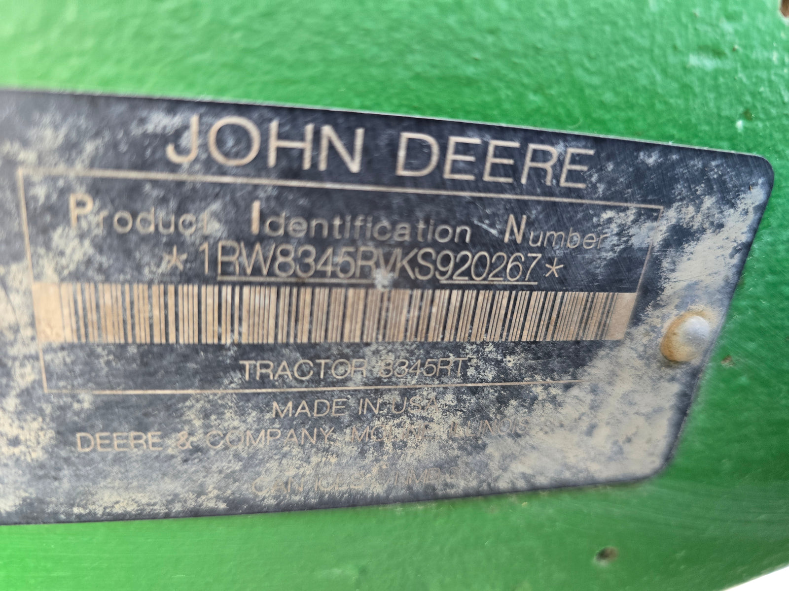 USED 2019 JOHN DEERE 8345 RT - $127,500